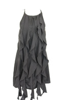 Black Frilled Strappy A-Line Midi Dress – Size L | Brand new-2