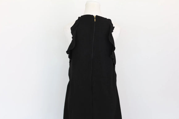 Black Frilled Strappy A-Line Midi Dress – Size L | Brand new