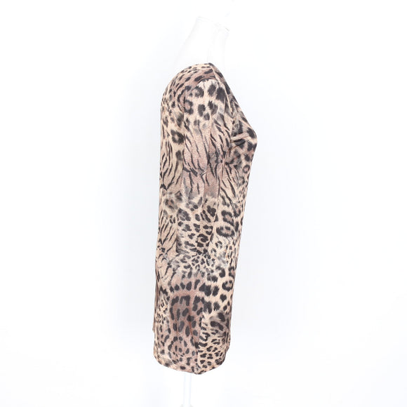 Little Gem Leopard Print V-Neck Long-Sleeve Bodycon Dress - Size M