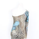 Animal Print One-Shoulder Bodycon Dress with Pearl Detail - Size S-4
