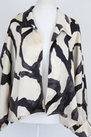 Black & Cream Patterned Long-Sleeve Blouse – Size M | Brand new-3