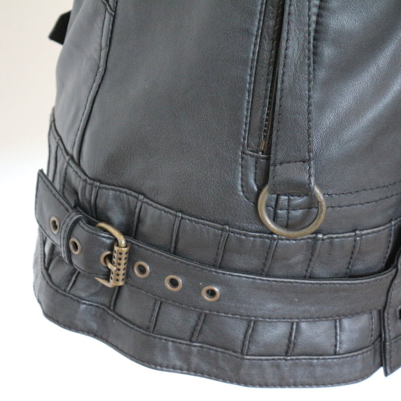 Diesel Vintage Studded Leather Biker Vest - Size S