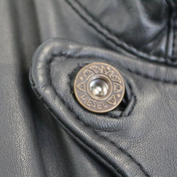 Diesel Vintage Studded Leather Biker Vest - Size S