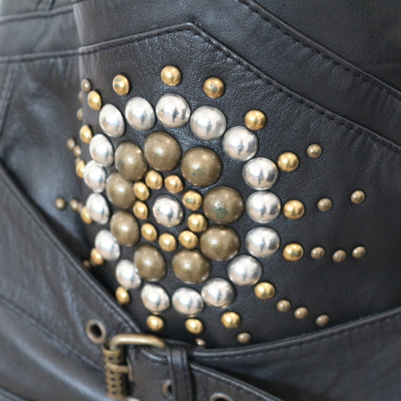 Diesel Vintage Studded Leather Biker Vest - Size S