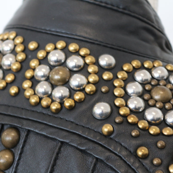 Diesel Vintage Studded Leather Biker Vest - Size S