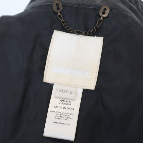 Diesel Vintage Studded Leather Biker Vest - Size S