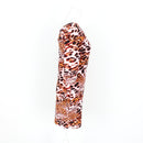 Pink and Leopard Print V-Neck Long-Sleeve Bodycon Dress - Size S-3