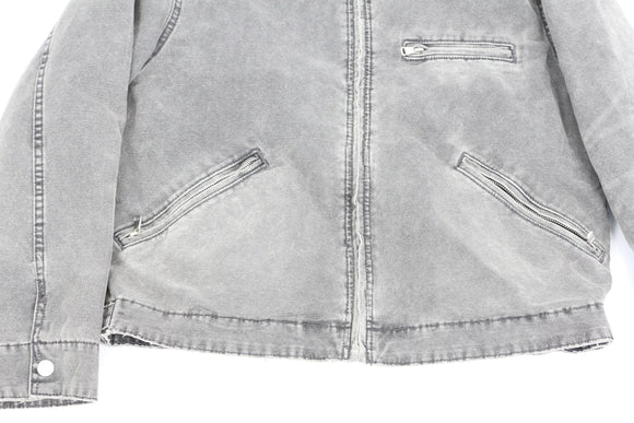 Zara Grey Denim Zip-Pocket Jacket – Size 28