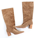 MNG Brown Genuine Suede Pointed-Toe Knee-High Boots - Size 40-1