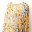 Mustard Leaf Print Chiffon Dress - Size M-2