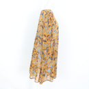 Mustard Leaf Print Chiffon Dress - Size M-3
