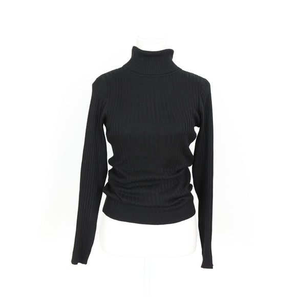 Woolworths Black Ribbed Polo-Neck Jersey - Size S