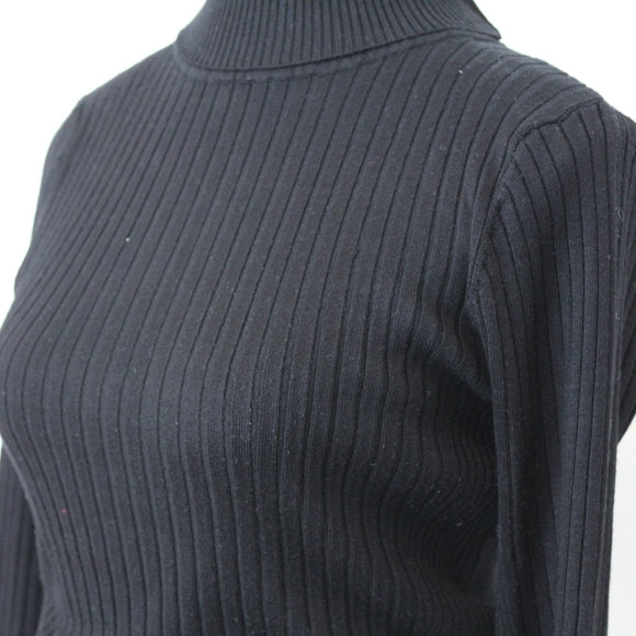Woolworths Black Ribbed Polo-Neck Jersey - Size S