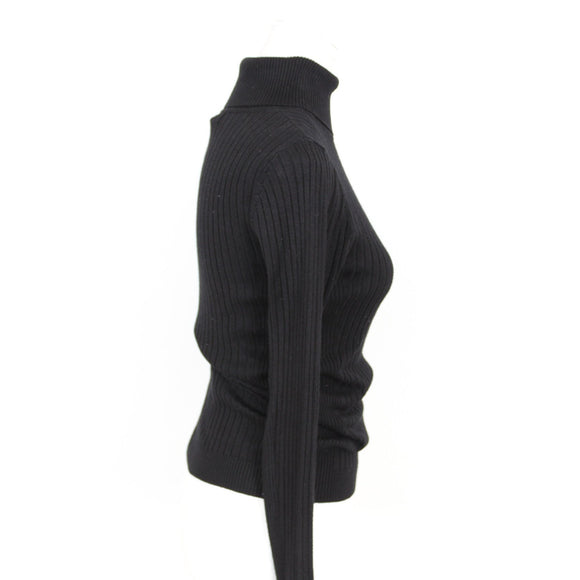 Woolworths Black Ribbed Polo-Neck Jersey - Size S