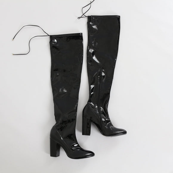 Castelon Patent Leather Thigh-High Boots - Size 38
