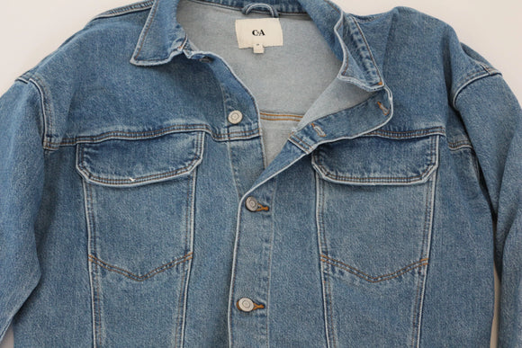 Two-Tone Light Blue & Grey Denim Jacket – M