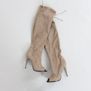 Castelon Suede Open-Toe Knee-High Boots - Size 37-1