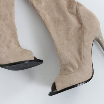 Castelon Suede Open-Toe Knee-High Boots - Size 37 - 0