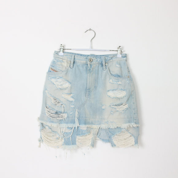Diesel Faded Blue Denim Mini Skirt - Size 25