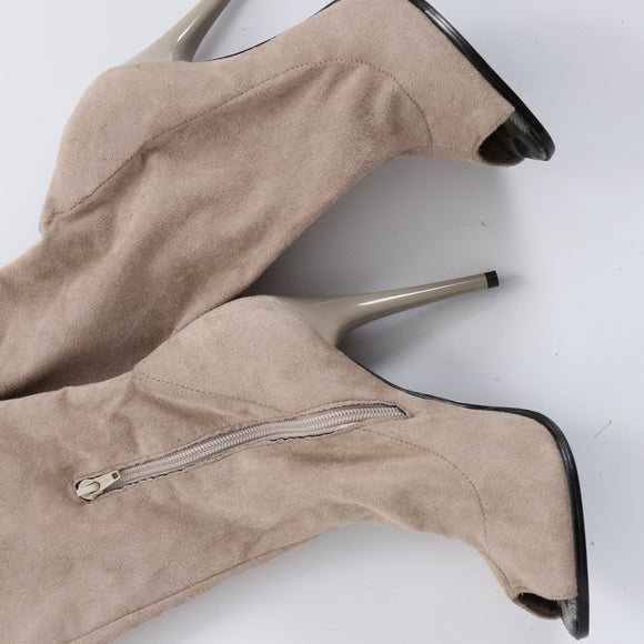 Castelon Suede Open-Toe Knee-High Boots - Size 37