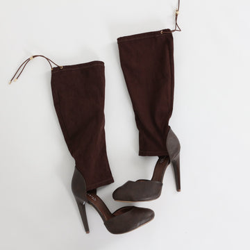 Castelon Brown Cut-Out Heeled Boots - Size 37