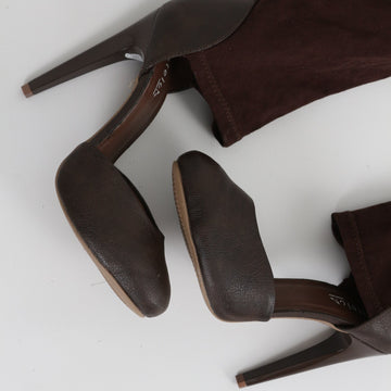 Castelon Brown Cut-Out Heeled Boots - Size 37 - 0