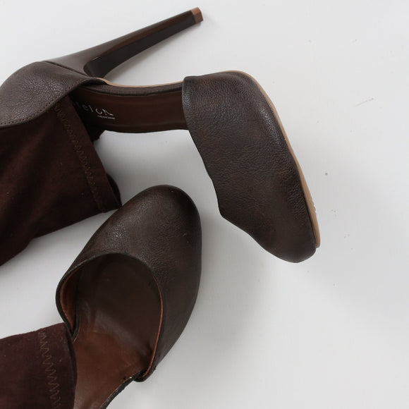Castelon Brown Cut-Out Heeled Boots - Size 37
