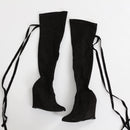 Schultz Black Suede Over-the-Knee Wedge Boots - Size 39-1