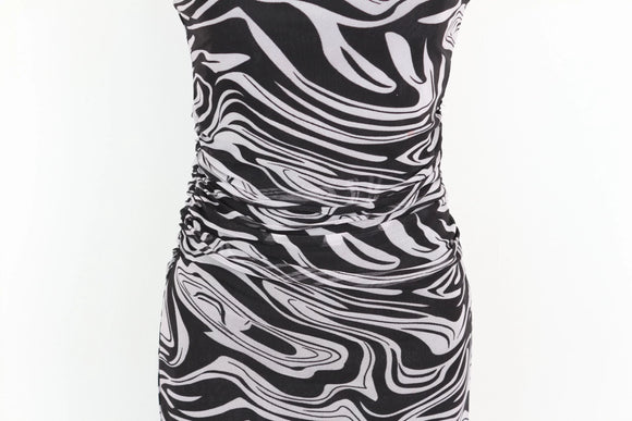 Black & White Patterned Sleeveless Maxi Dress – Size M | Thrift Finds