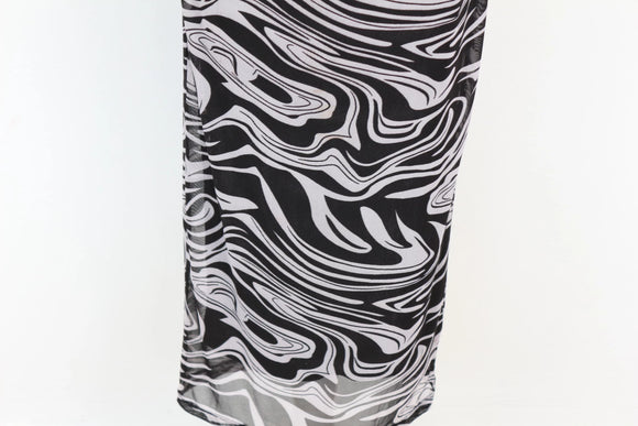 Black & White Patterned Sleeveless Maxi Dress – Size M | Thrift Finds