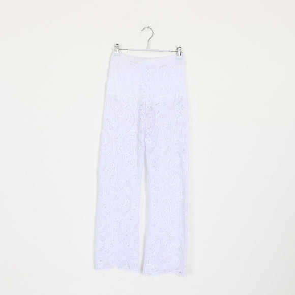 White Wide-Leg Beach Cover-Up Pants - S