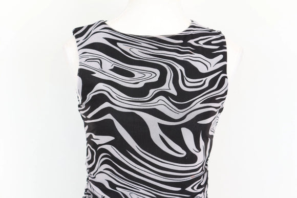 Black & White Patterned Sleeveless Maxi Dress – Size M | Thrift Finds