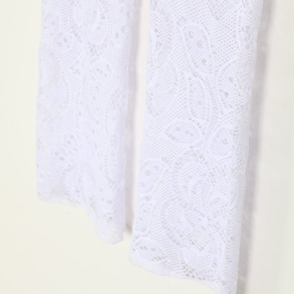 White Wide-Leg Beach Cover-Up Pants - S