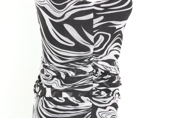 Black & White Patterned Sleeveless Maxi Dress – Size M | Thrift Finds