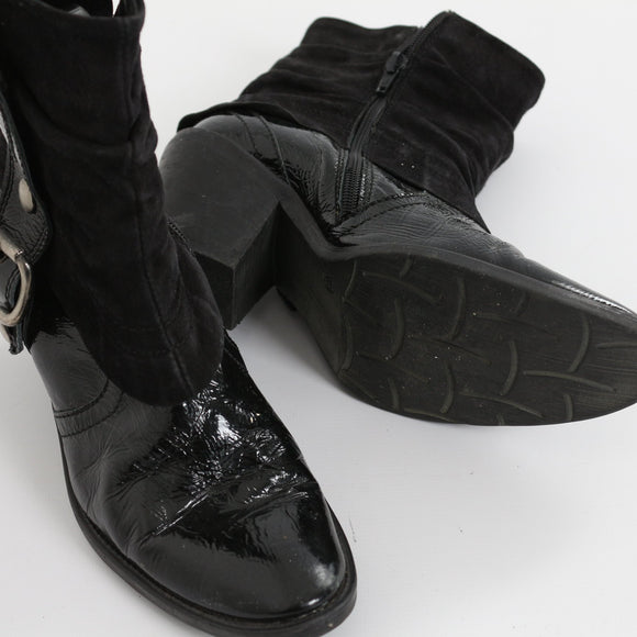 A&M Italian-Made Genuine Leather Cowgirl Boots - Size 38