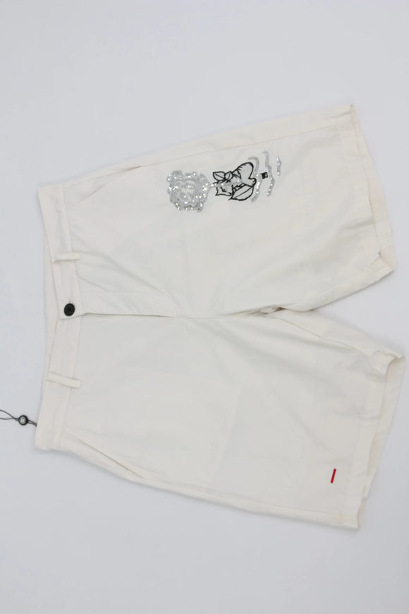 Bogart White High-Waisted Sequin Embroidered Shorts – M