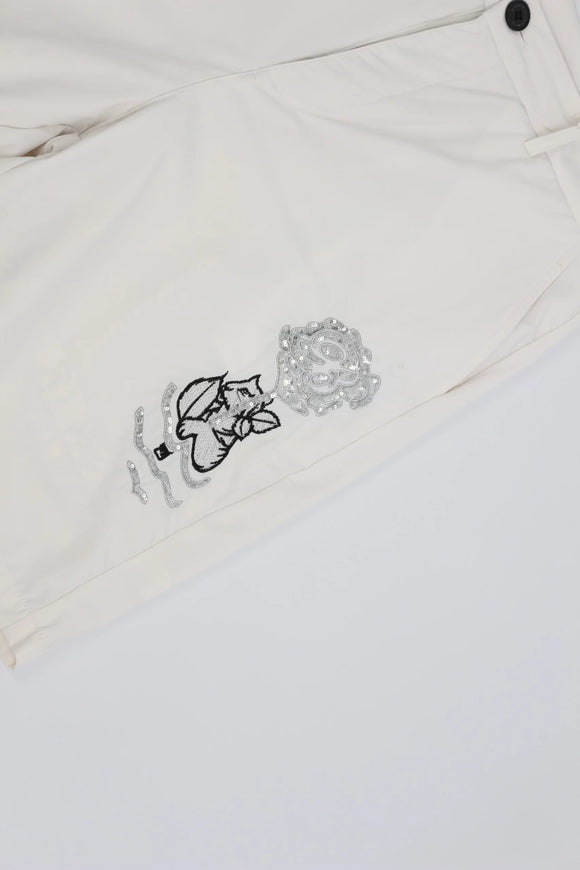 Bogart White High-Waisted Sequin Embroidered Shorts – M