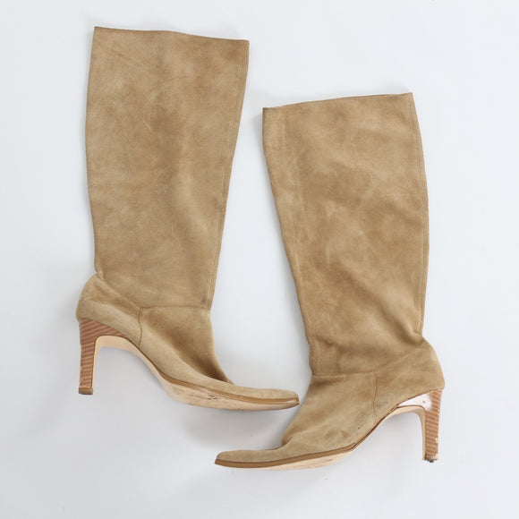 Genuine Suede Pointed-Toe Knee-High Boots