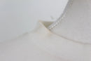 White Cinched-Waist Top with Black Beaded Floral Detail – Size M | Thrift Finds-4