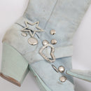 Baby Blue Genuine Leather Y2K Knee-High Cowgirl Boots - Size 38-2