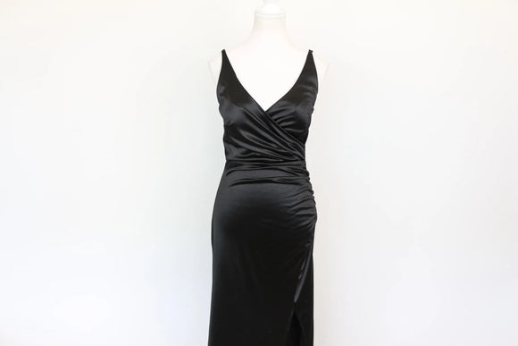 Black Strappy Bodycon Dress with Thigh Slit – Size M | Thrift Finds