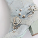 Baby Blue Genuine Leather Y2K Knee-High Cowgirl Boots - Size 38-3