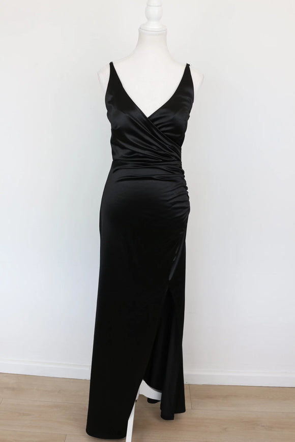 Black Strappy Bodycon Dress with Thigh Slit – Size M | Thrift Finds