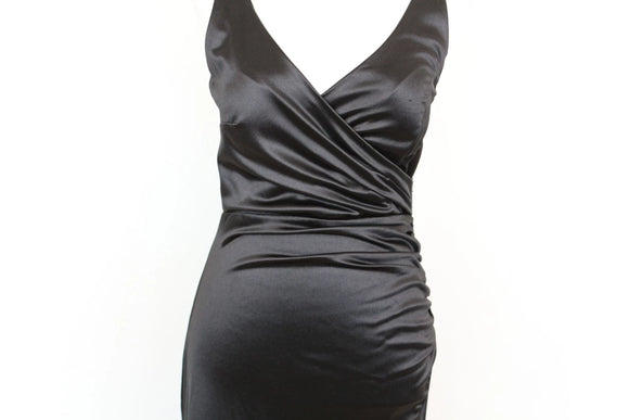Black Strappy Bodycon Dress with Thigh Slit – Size M | Thrift Finds