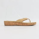 Jimmy Choo Beige Patent Leather Cork Wedge Thong Sandals - Size 39-1