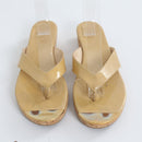 Jimmy Choo Beige Patent Leather Cork Wedge Thong Sandals - Size 39-2