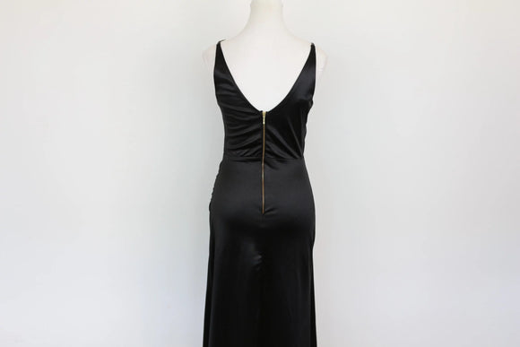 Black Strappy Bodycon Dress with Thigh Slit – Size M | Thrift Finds