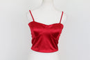 Bright Red Strappy Corset Crop Top – Size L | Thrift Finds-1