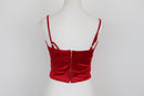 Bright Red Strappy Corset Crop Top – Size L | Thrift Finds-3