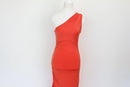 Orange Ruched Asymmetric Maxi Dress – Size M | Brand new-1